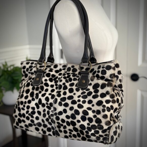 Boden Calf Hair Dalmation Print Leather Satchel - Picture 1 of 16